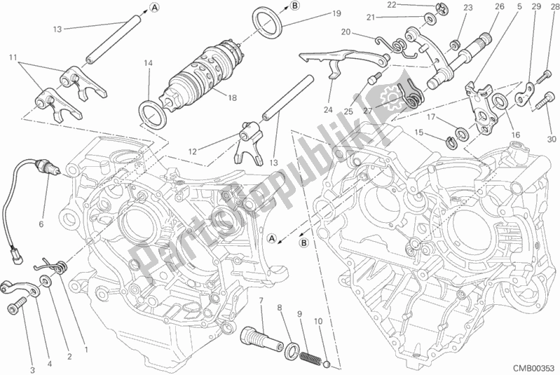 All parts for the Gearchange Control of the Ducati Diavel Cromo Brasil 1200 2013